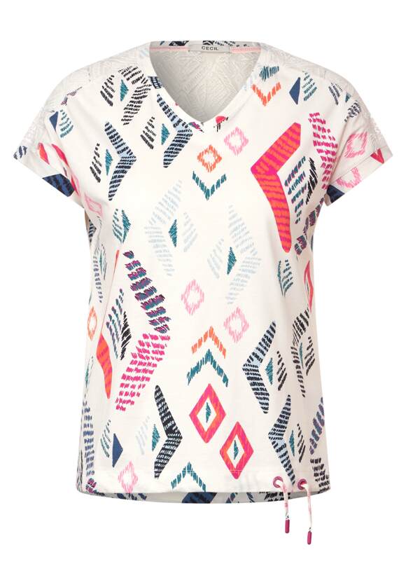 CECIL T-Shirt Rhombus Print mit Online-Shop Damen CECIL White | - Vanilla