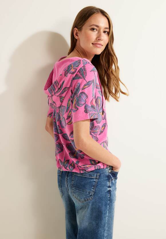 CECIL Damen - Kapuzenshirt Pink Cool Melange mit Print | CECIL Online-Shop