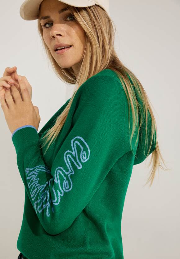 CECIL Jacquard CECIL Damen Green Hoodie - Pullover Online-Shop Easy 