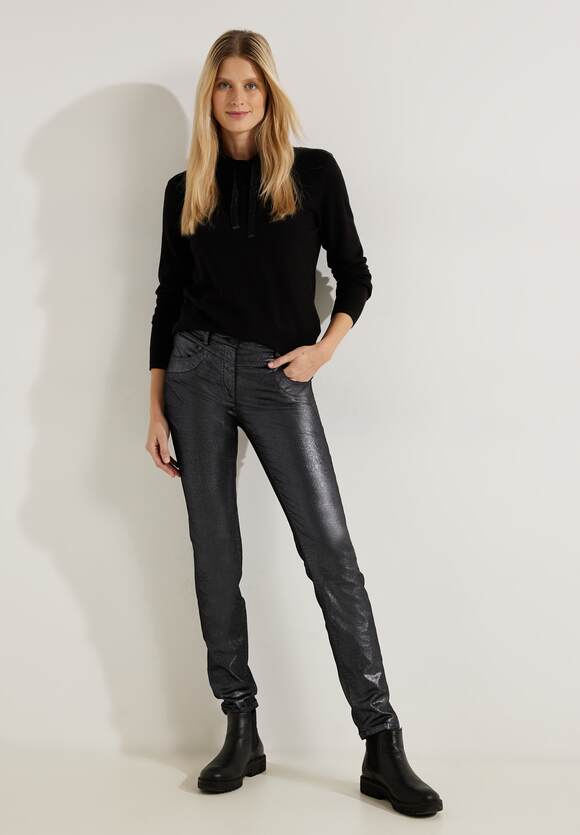 Online-Shop Damen Casual - CECIL Scarlett Metallic Fit mit Style | Silver Coating CECIL Hose -