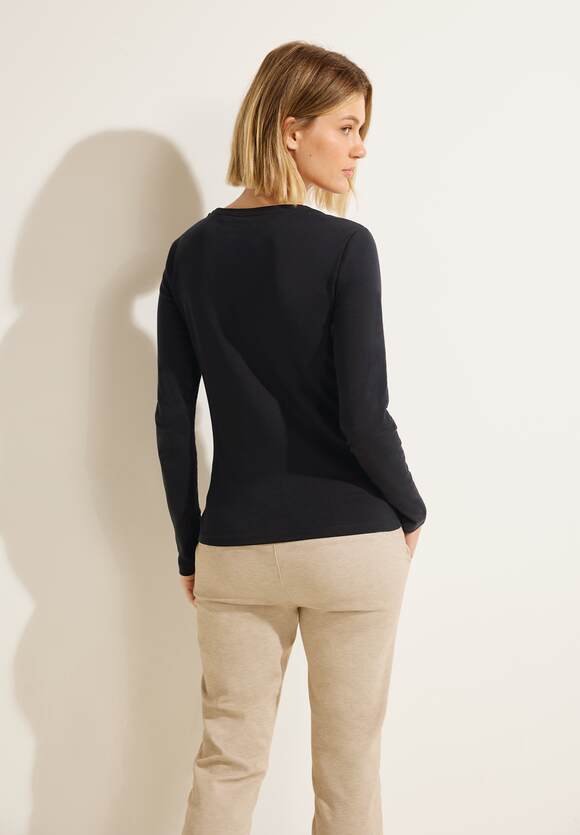 CECIL Basic Langarmshirt Damen - Style Pia - Black | CECIL Online-Shop | V-Shirts