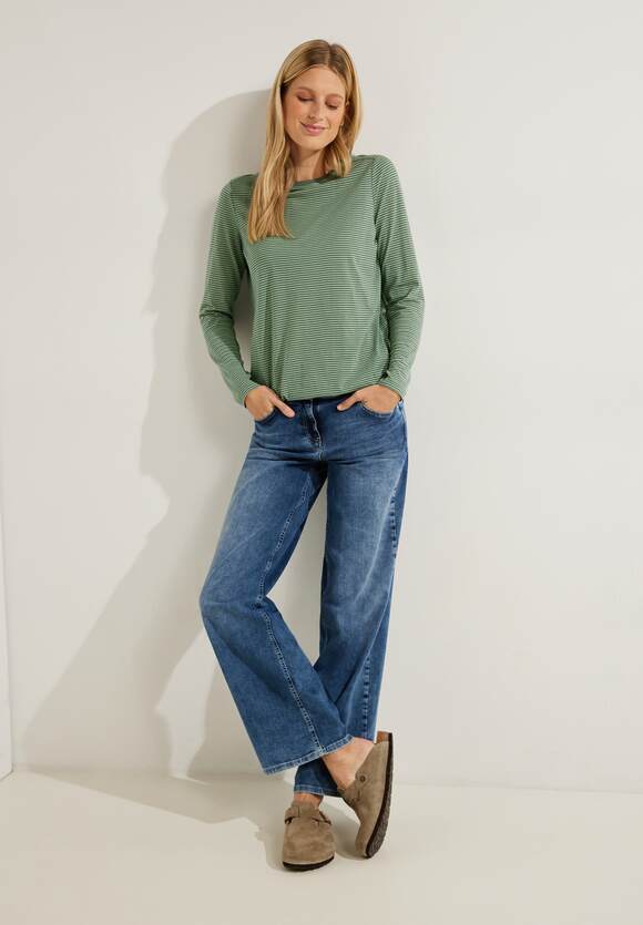 CECIL Streifenshirt Damen CECIL Sage Green Clear | - Online-Shop