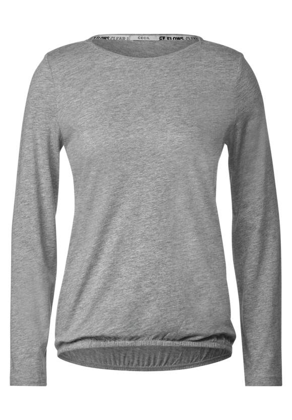 CECIL Langarmshirt mit Gummibund Damen - Mineral Grey Melange | CECIL  Online-Shop | V-Shirts