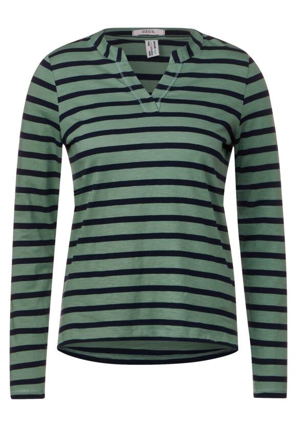 CECIL Streifenshirt Damen Salvia - Online-Shop Green | Raw CECIL
