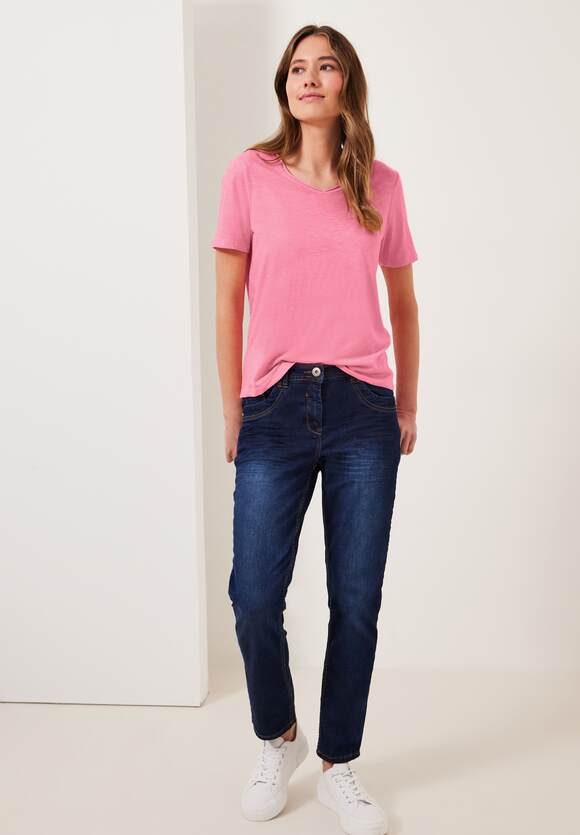 CECIL Basic T-Shirt Unifarbe | Pink Online-Shop Damen - Soft in CECIL