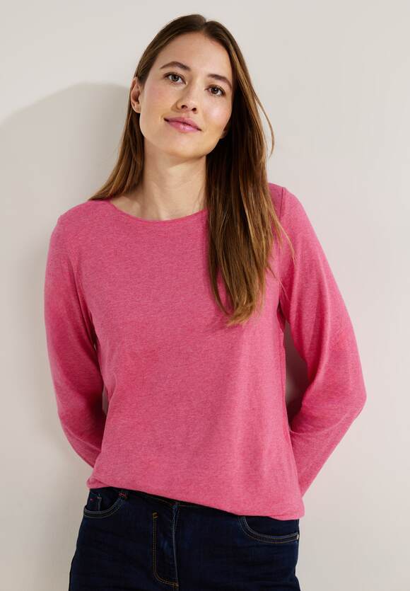 Elle mit - Rose CECIL Style | Frosted Melange Langarmshirt Print - CECIL Damen Online-Shop