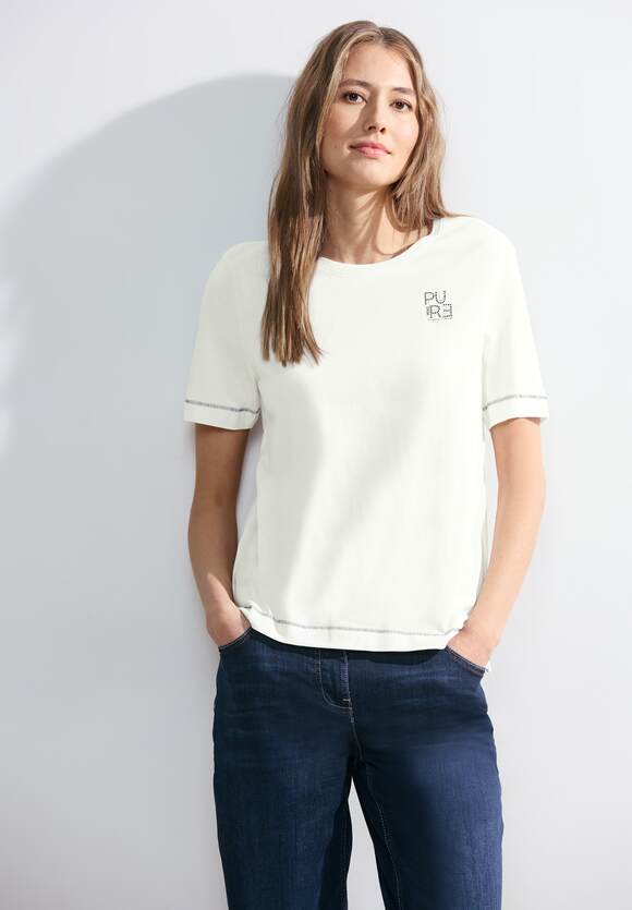 Damen CECIL Khaki T-Shirt Easy Online-Shop Blumenmuster | - mit CECIL