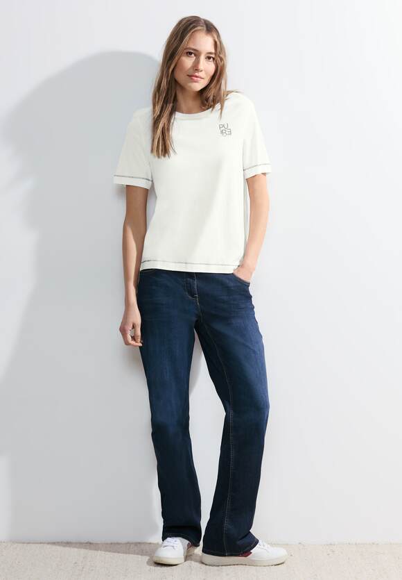 CECIL - Vanilla CECIL op de White print met | borst Online-Shop T-shirt Dames