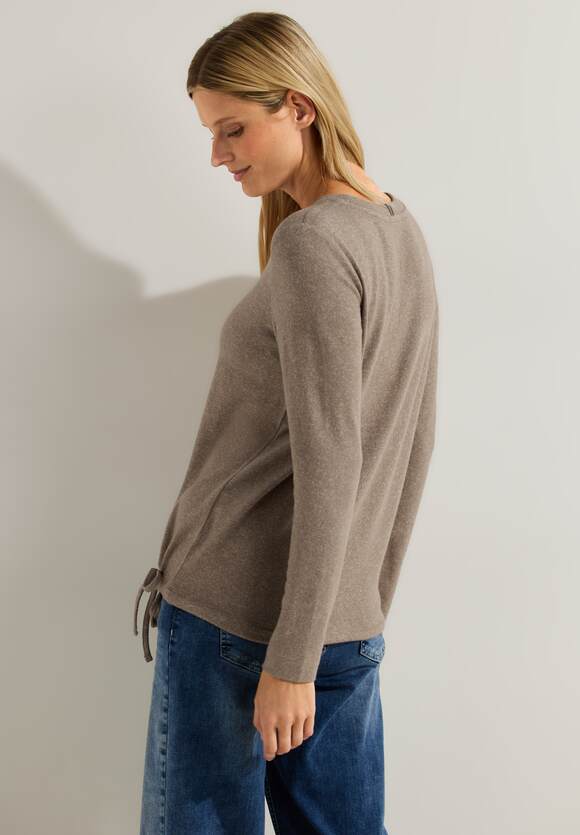 Damen Online-Shop CECIL - Cosy Langarmshirt | Melange Taupe CECIL Melange