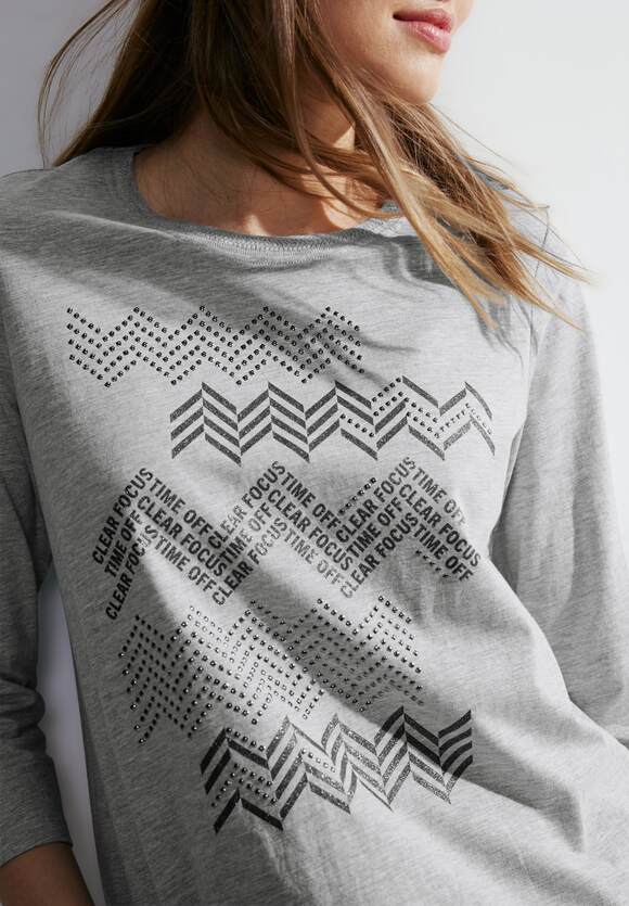 Mineral Damen Online-Shop - T-Shirt Glitzerprint | Grey CECIL CECIL Melange