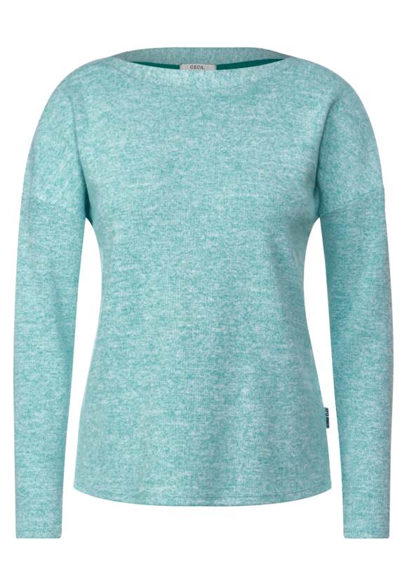 CECIL - | CECIL Melange Frosted geribbeld shirt Online-Shop Blue Gemêleerd, Aqua Dames