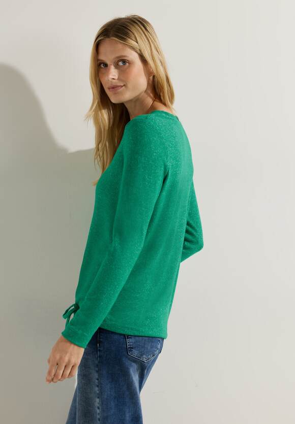 Cosy Easy CECIL Damen - Green Melange Langarmshirt Melange | Online-Shop CECIL