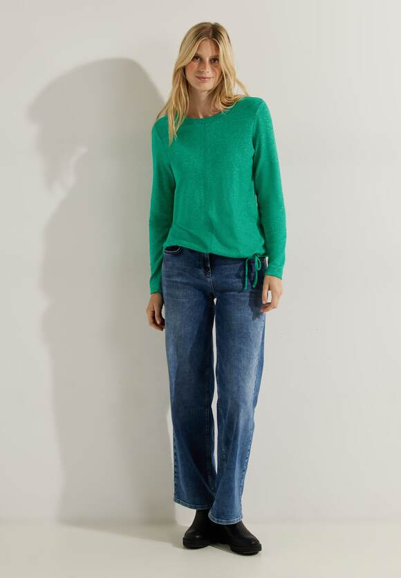 Online-Shop Easy - Cosy CECIL Melange Green Langarmshirt Damen | Melange CECIL