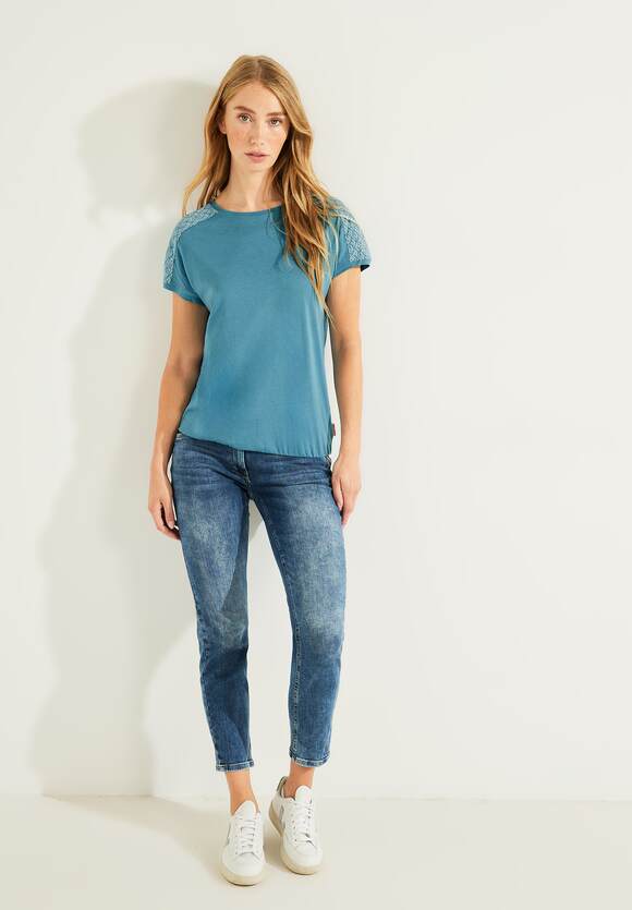 CECIL Shirt mit Schulterprint Damen - Adriatic Blue | CECIL Online-Shop | T-Shirts