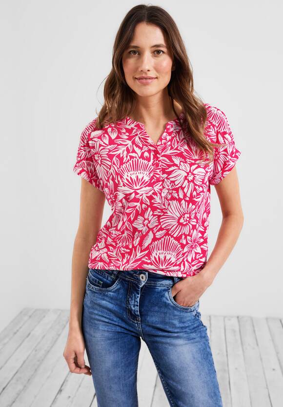 CECIL - | Strawberry Blumenmuster Red T-Shirt mit CECIL Damen Online-Shop