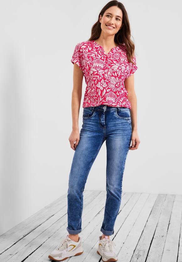 CECIL T-Shirt mit Blumenmuster Damen - Strawberry Red | CECIL Online-Shop | T-Shirts