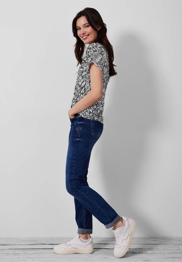 Khaki T-Shirt | Blumenmuster - mit CECIL Online-Shop CECIL Damen Easy