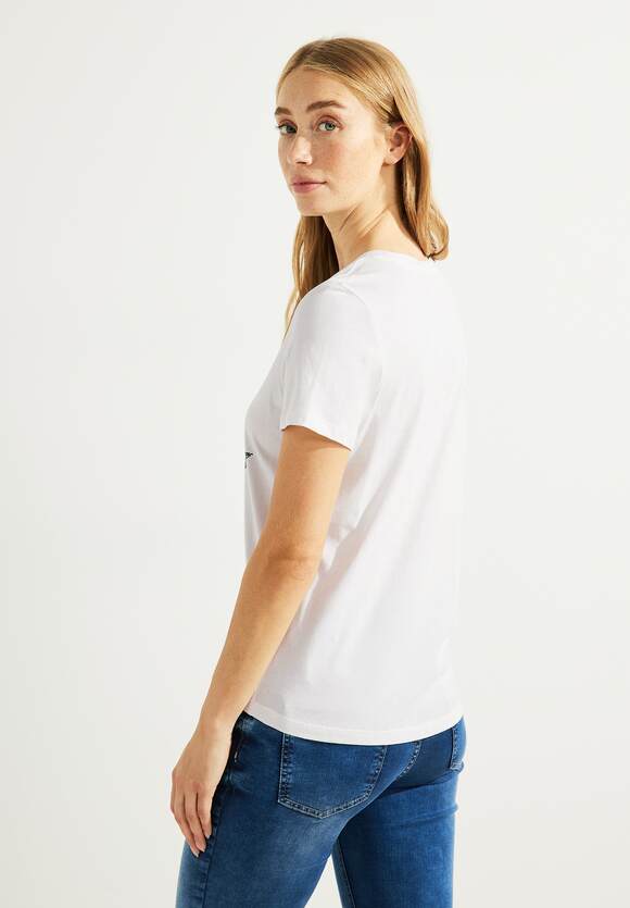mit | Damen CECIL Online-Shop Frontprint - White CECIL Vanilla T-Shirt