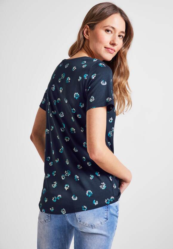 mit Deep Online-Shop | Damen Style CECIL Minimalmuster - Blue Anisa - T-Shirt CECIL