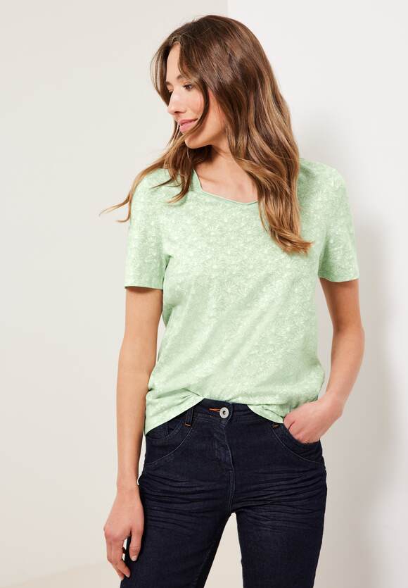 mit Minimalprint CECIL Salvia | Damen CECIL Online-Shop Fresh - T-Shirt Green