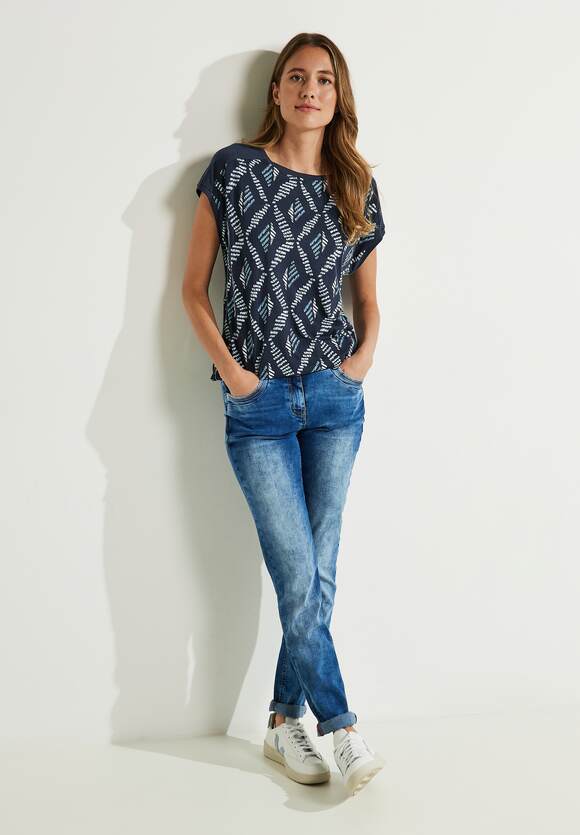 CECIL T-Shirt mit Rhombus Print | Damen Blue Online-Shop CECIL Night - Sky