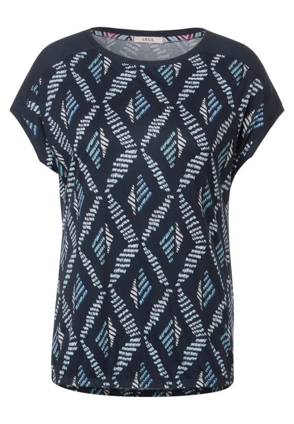 CECIL T-Shirt mit Rhombus - | Night Sky Online-Shop Print Damen Blue CECIL