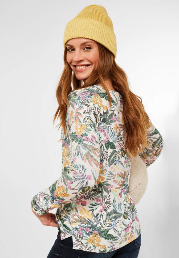 Online-Shop Damen - Elle White CECIL Blumenmuster Shirt - Birch mit Style | CECIL