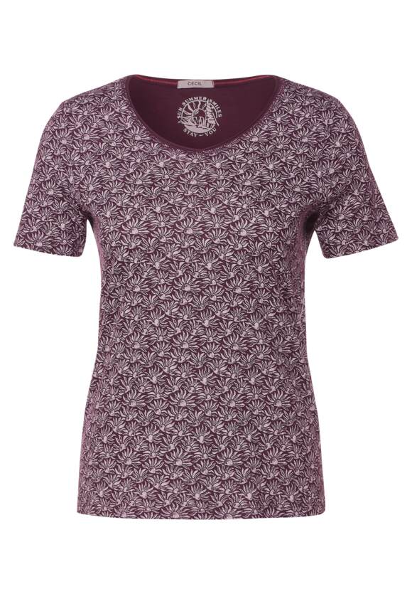 | mit Red - Online-Shop CECIL CECIL Minimalprint T-Shirt Wineberry Damen