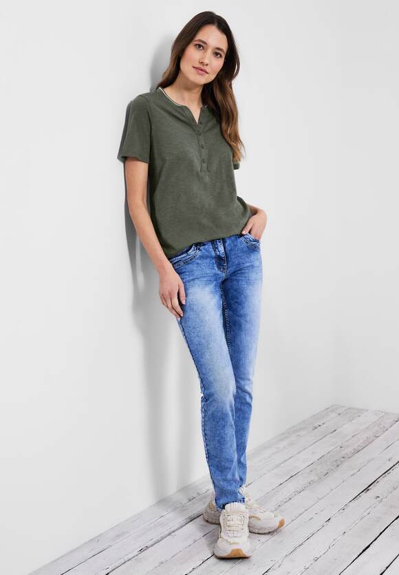 Olive - Desert Damen Online-Shop kurzer mit Knopfleiste Green CECIL Shirt | CECIL