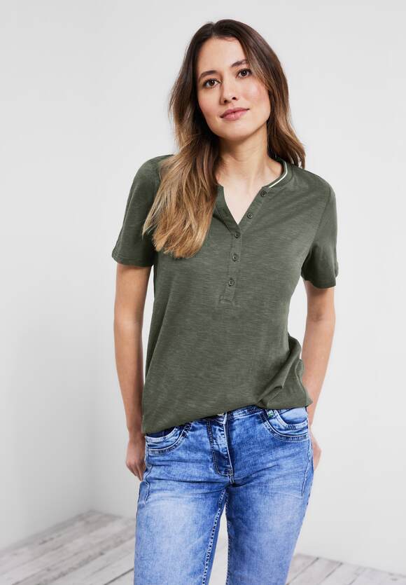 CECIL Shirt Olive Damen Desert - kurzer | Knopfleiste mit Green CECIL Online-Shop