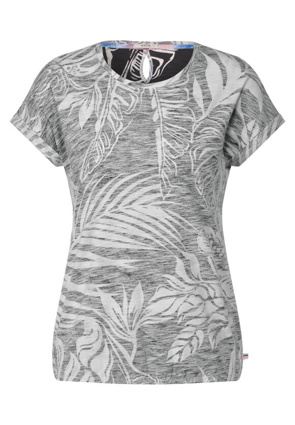 CECIL T-shirt Carbon | Grey met bladprint - Online-Shop CECIL Dames