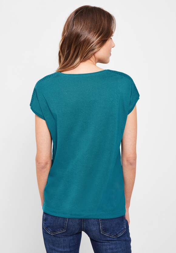 Smockdetail CECIL CECIL Nocturnal - Damen T-Shirt Online-Shop mit | Aqua Blue