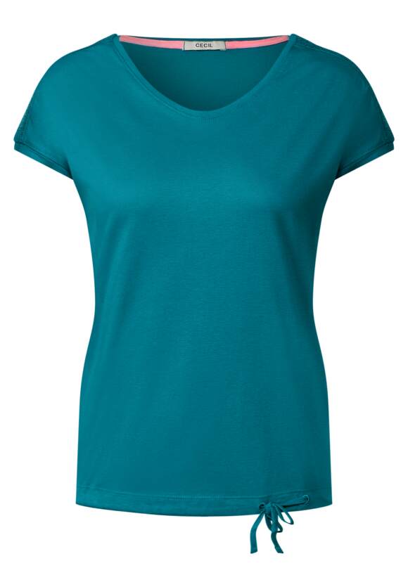 CECIL T-Shirt Blue Nocturnal - Online-Shop | CECIL Smockdetail Damen mit Aqua