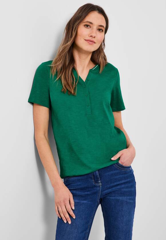 CECIL Shirt mit kurzer Knopfleiste Damen - Luscious Green | CECIL  Online-Shop | Poloshirts