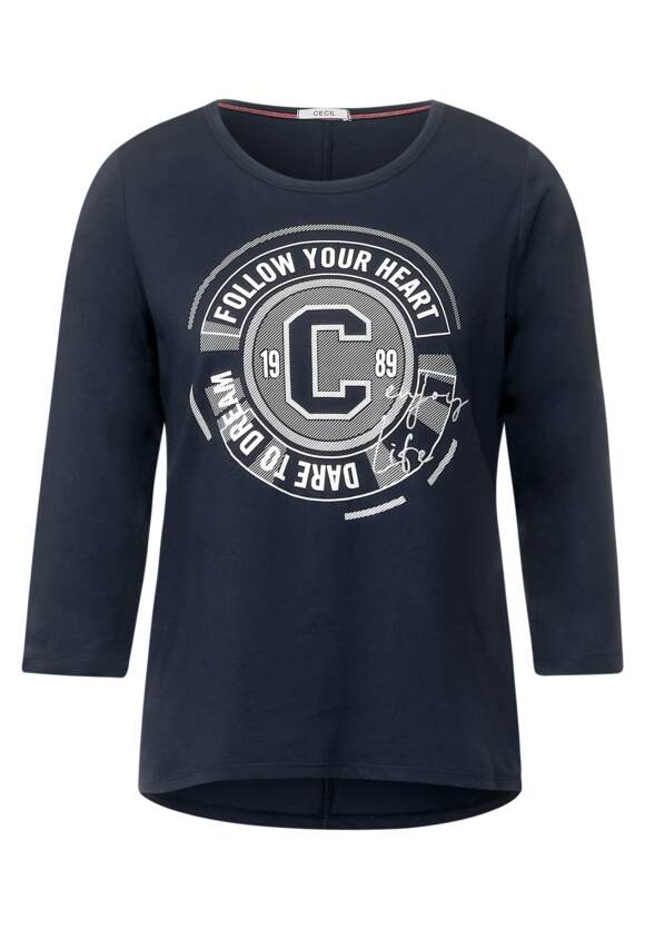 Blue CECIL Shirt - Frontprint | mit Online-Shop Night CECIL Sky Damen College