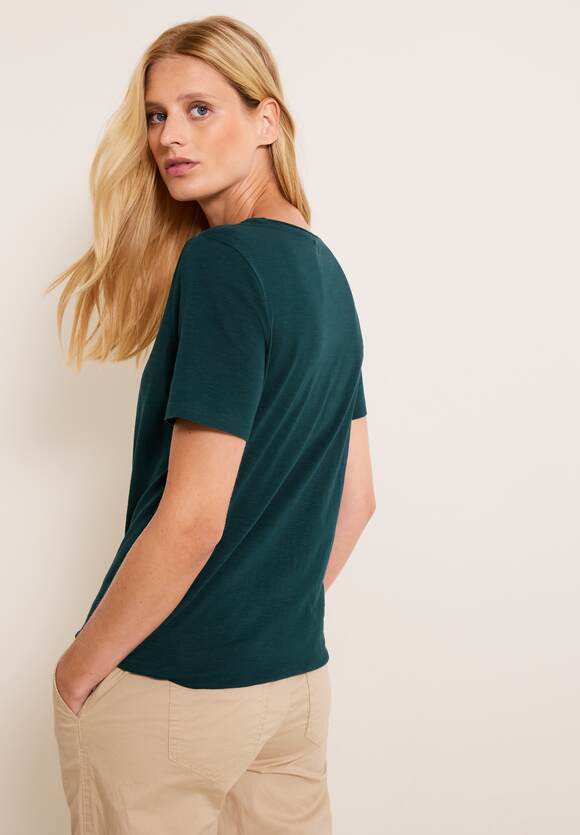 CECIL Basic T-Shirt in Unifarbe Damen - Deep Lake Green | CECIL Online-Shop