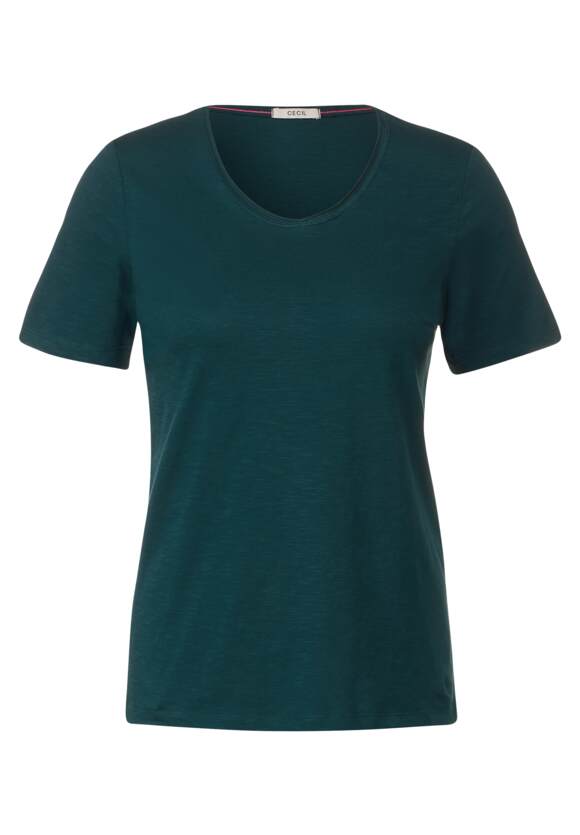 CECIL Basic T-Shirt in Unifarbe Online-Shop Damen | Lake - CECIL Green Deep