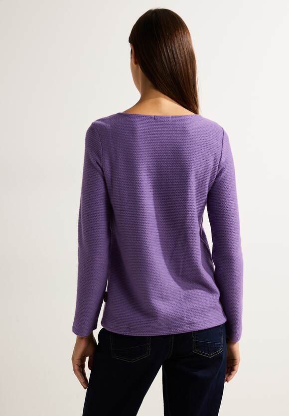 CECIL Struktur Langarmshirt CECIL Lilac Online-Shop Melange Pastel - | Damen
