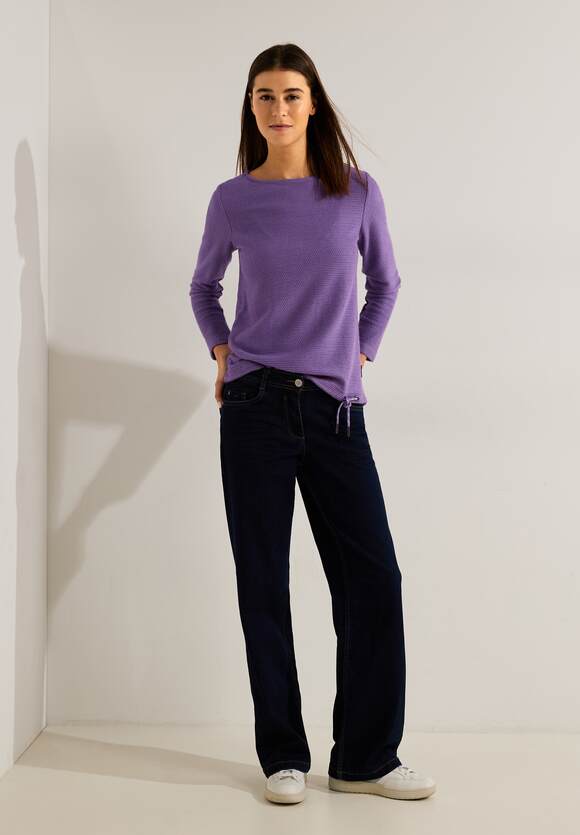 Melange Langarmshirt - | CECIL Lilac Struktur Online-Shop Pastel Damen CECIL