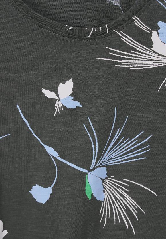 Online-Shop CECIL Easy Damen Blumenprint - mit Khaki | CECIL T-Shirt