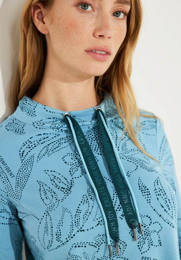 CECIL Damenshirt mit Blumenprint Damen - Adriatic Blue | CECIL Online-Shop | Rundhalsshirts