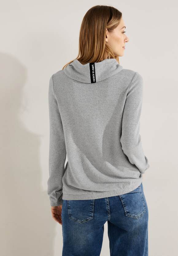 | Online-Shop CECIL CECIL Grey - Volumenkragen Melange Shirt mit Damen Mineral