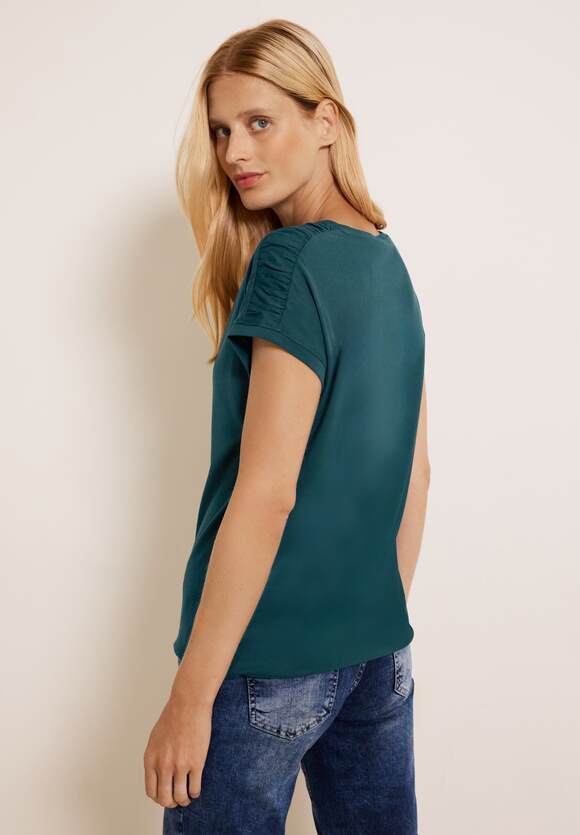 CECIL T-Shirt mit Raffdetails Damen - Deep Lake Green | CECIL Online-Shop | T-Shirts