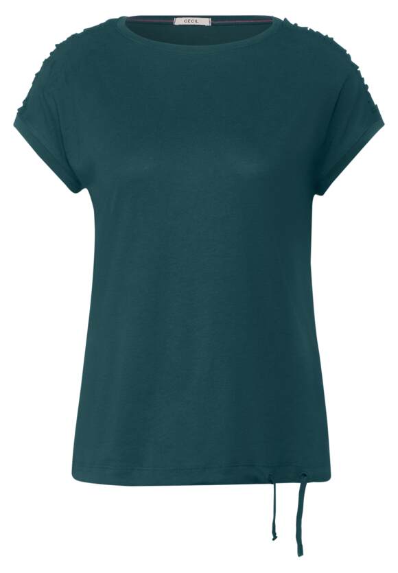 CECIL T-Shirt mit Raffdetails Damen - Deep Lake Green | CECIL Online-Shop