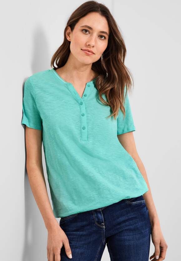 mit kurzer Online-Shop Cool Knopfleiste Damen Mint Green CECIL Shirt CECIL - |