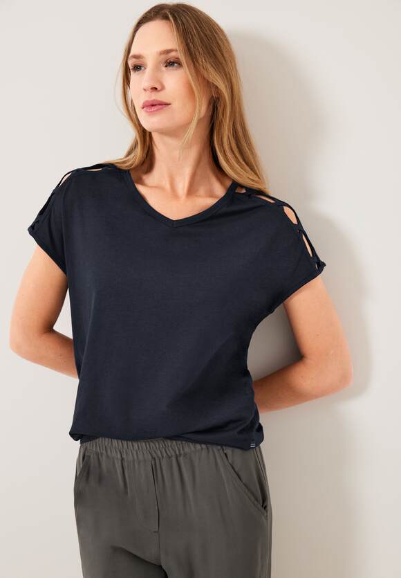 Schulterdetail Online-Shop CECIL mit Blue Damen T-Shirt Deep CECIL | -