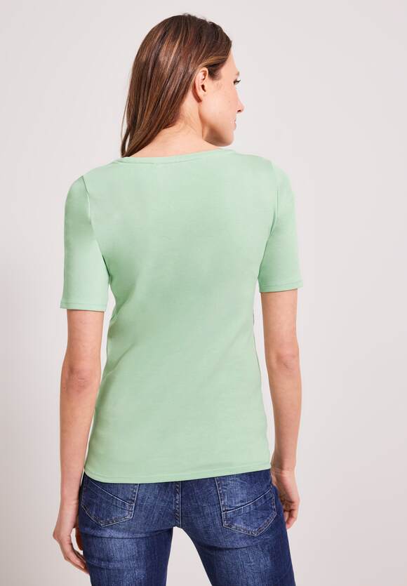 CECIL T-Shirt in Unifarbe Damen CECIL Lena - Green Style | - Fresh Salvia Online-Shop