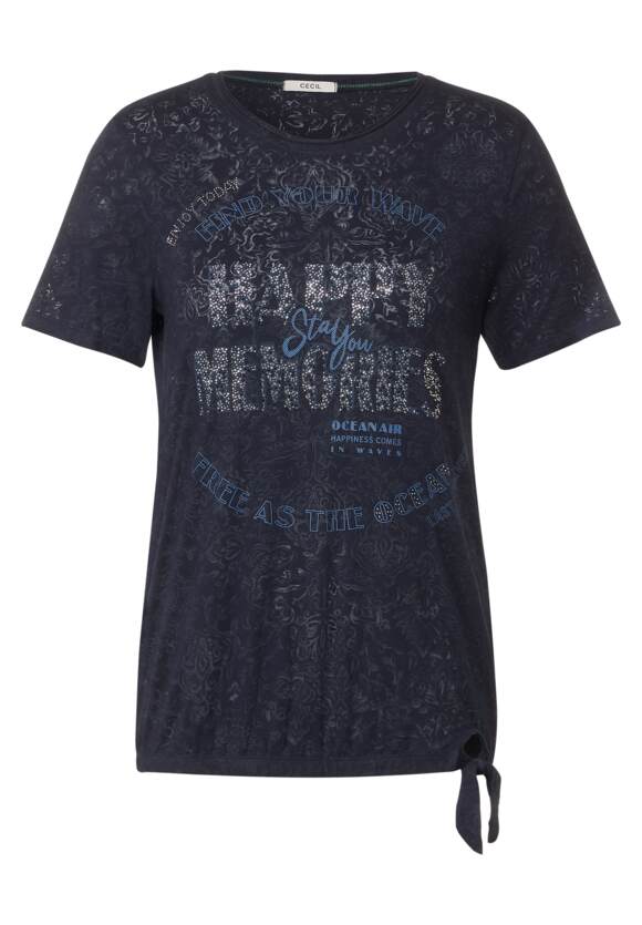 Online-Shop | - Blue Damen Deep CECIL Burn Out CECIL T-Shirt