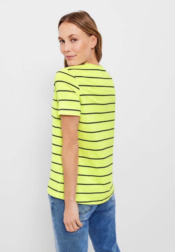 CECIL T-Shirt mit - Damen Limelight Streifenmuster Yellow | Online-Shop CECIL
