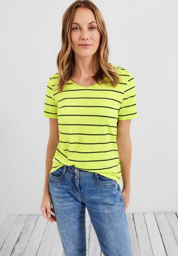 CECIL T-shirt met gestreept patroon Dames - Limelight Yellow | CECIL  Online-Shop